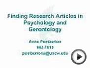 Finding Research Articles in Psychology and Gerontology